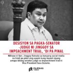 Desisyon sa pagka-senator-judge ni Jinggoy sa impeachment trial, ‘di pa pinal